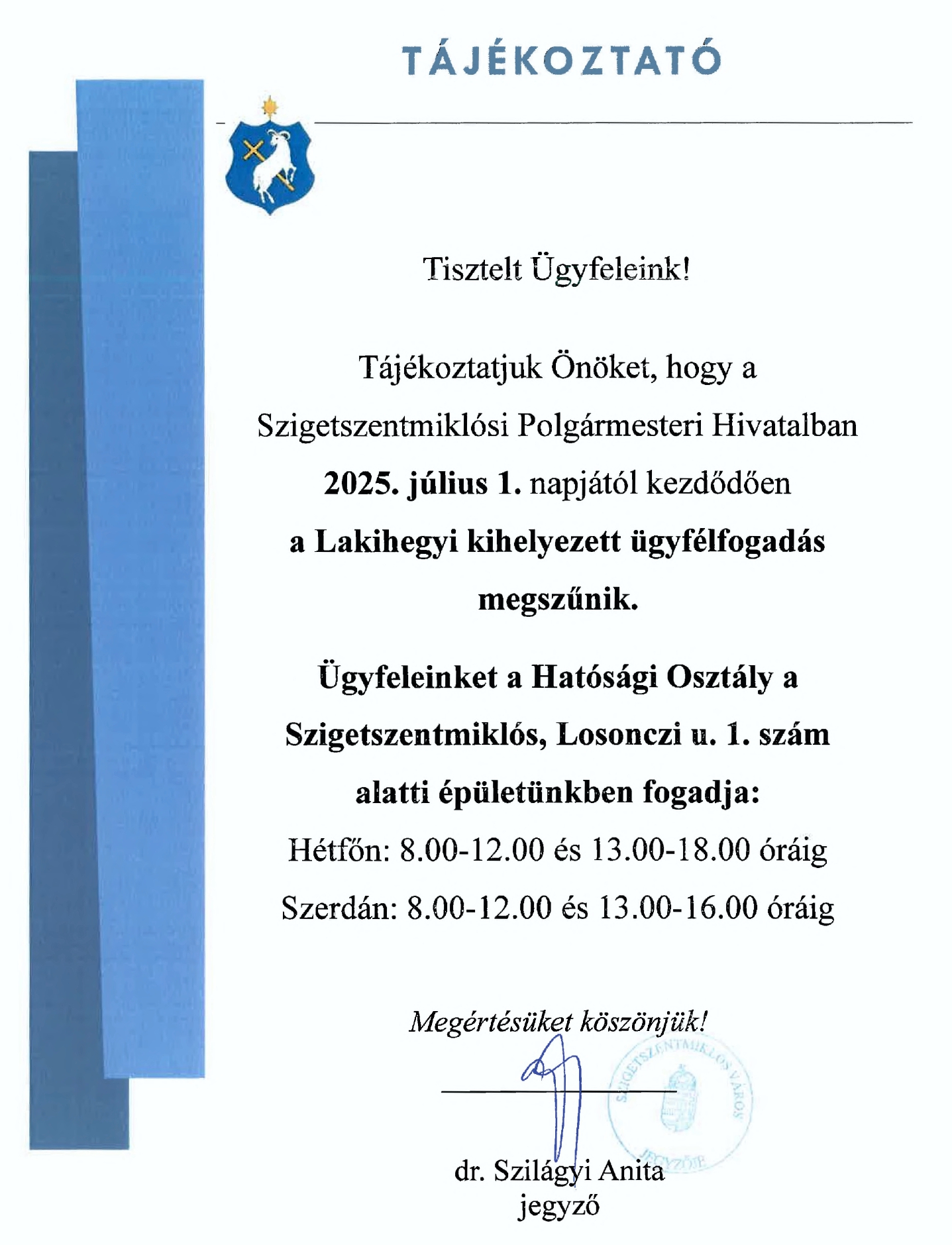 Ügyféltájékoztató