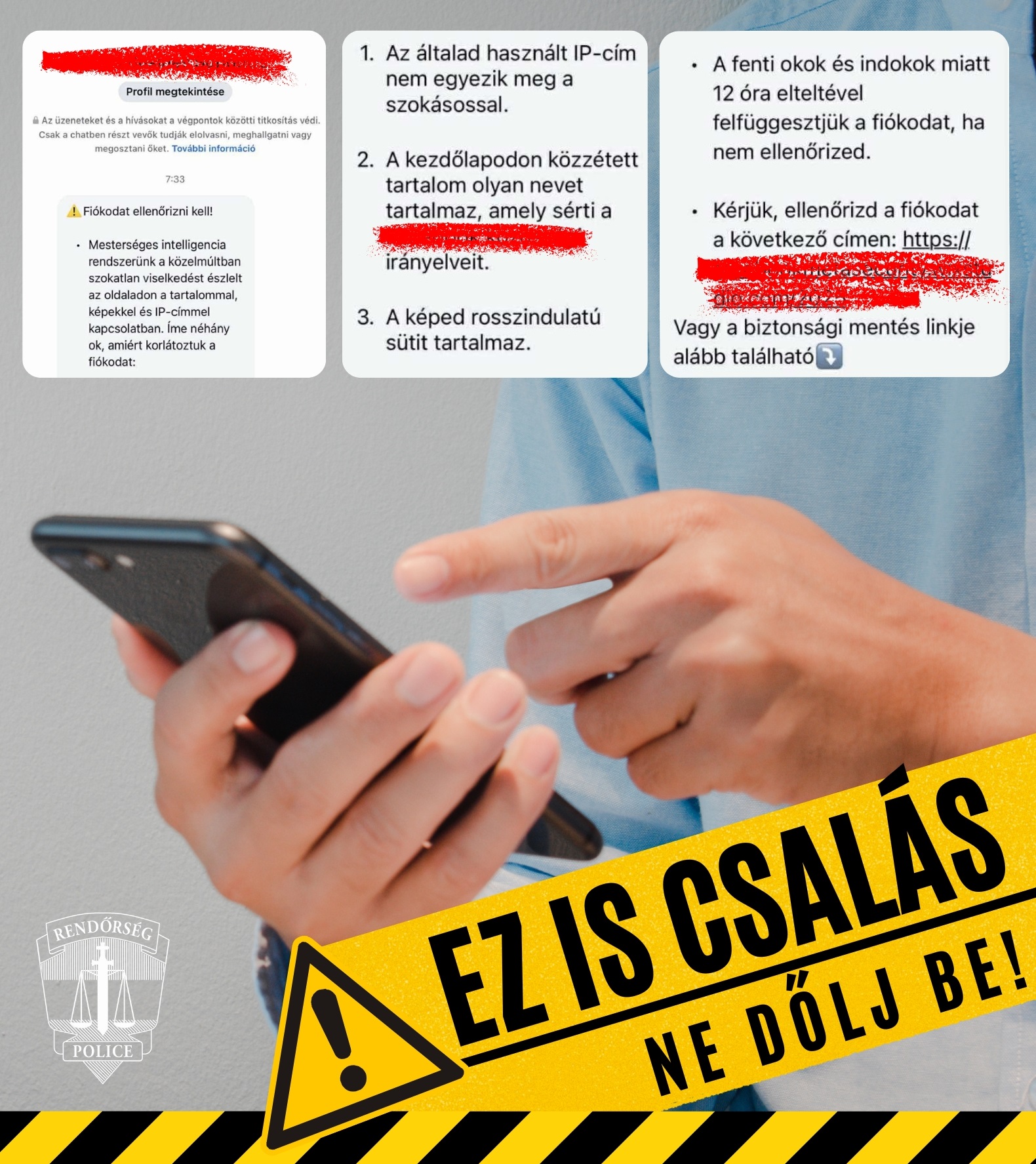 Online csalás plakát