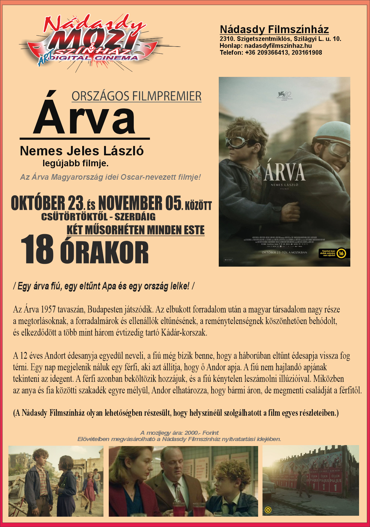 Árva filmvetítés plakát