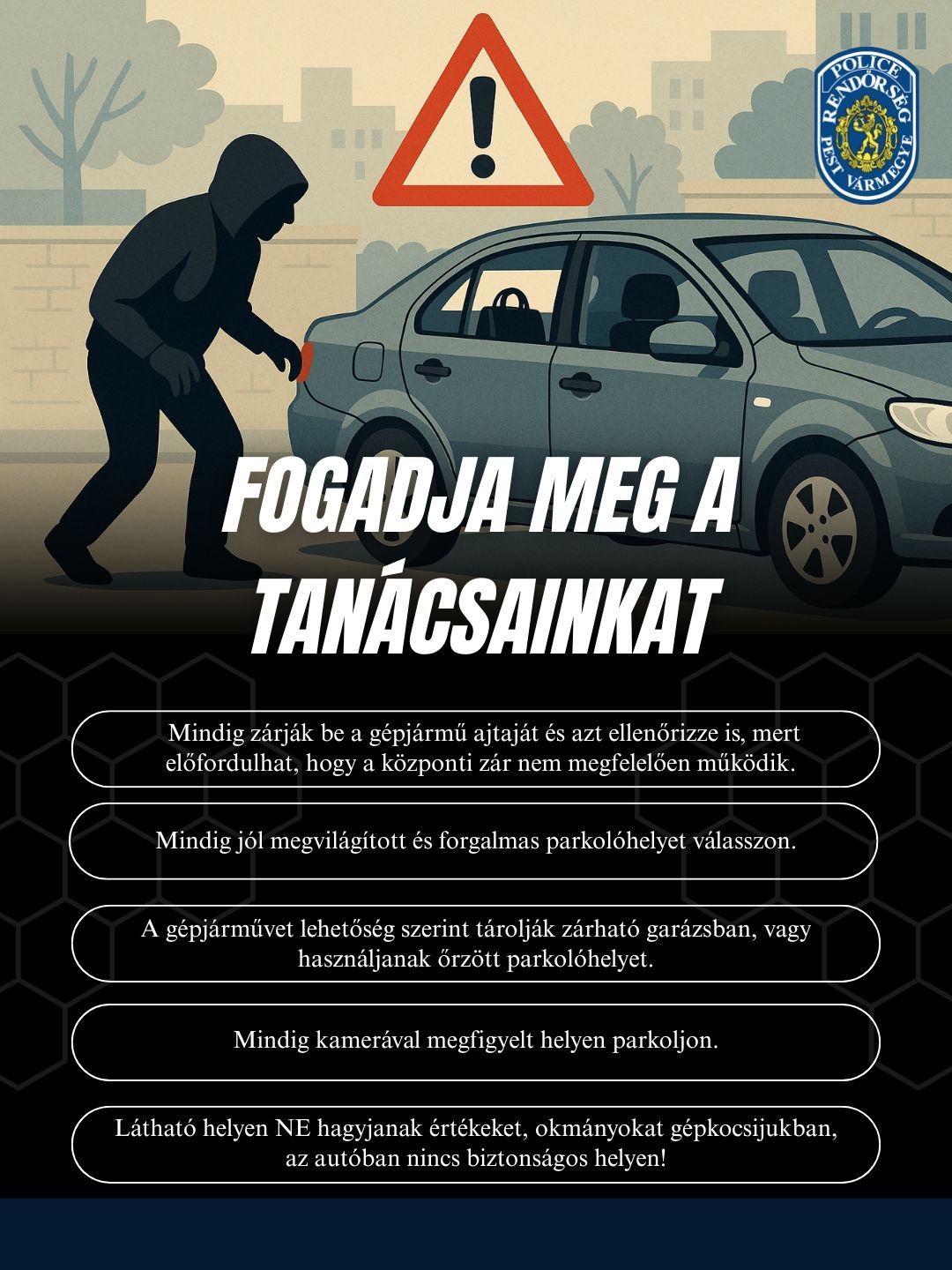 Autófeltörési tájékoztató plakát