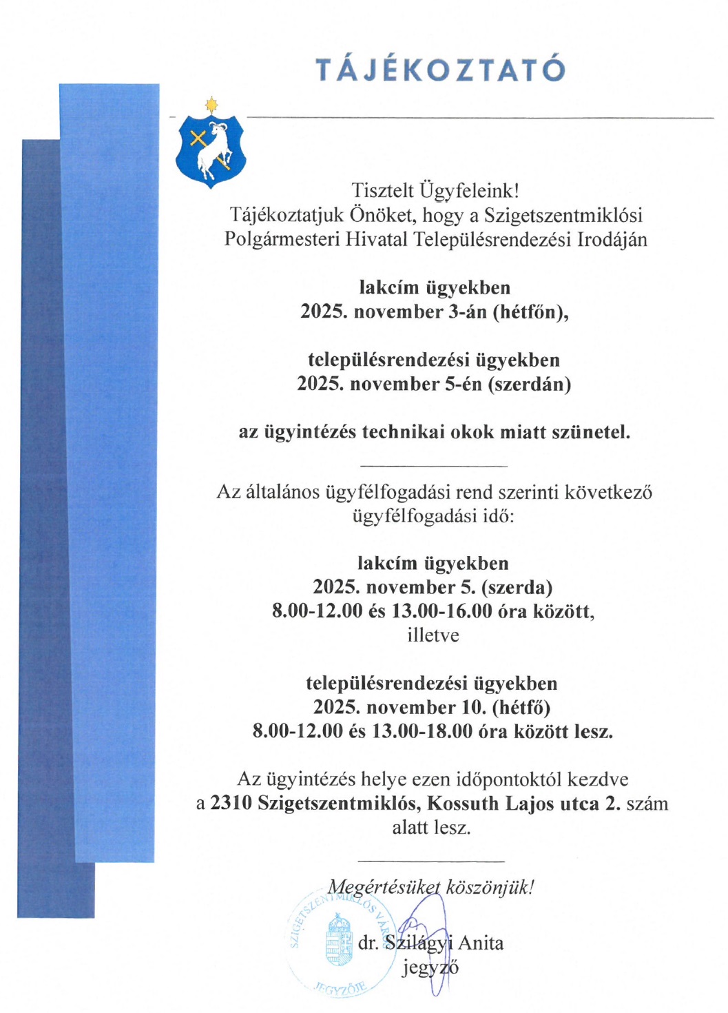 Ügyféltájékoztató plakát