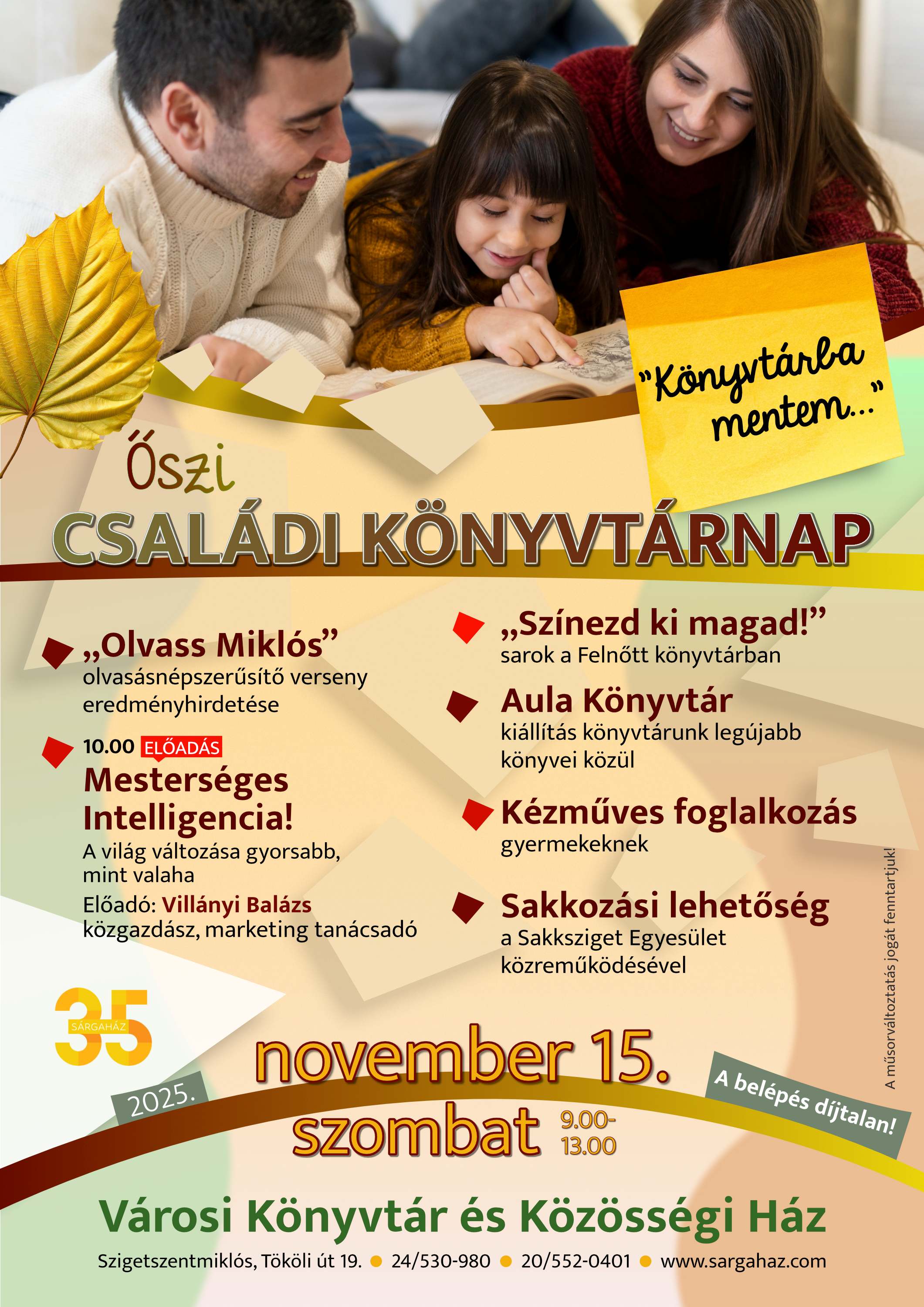 Őszi Családi Könyvtárnap plakát