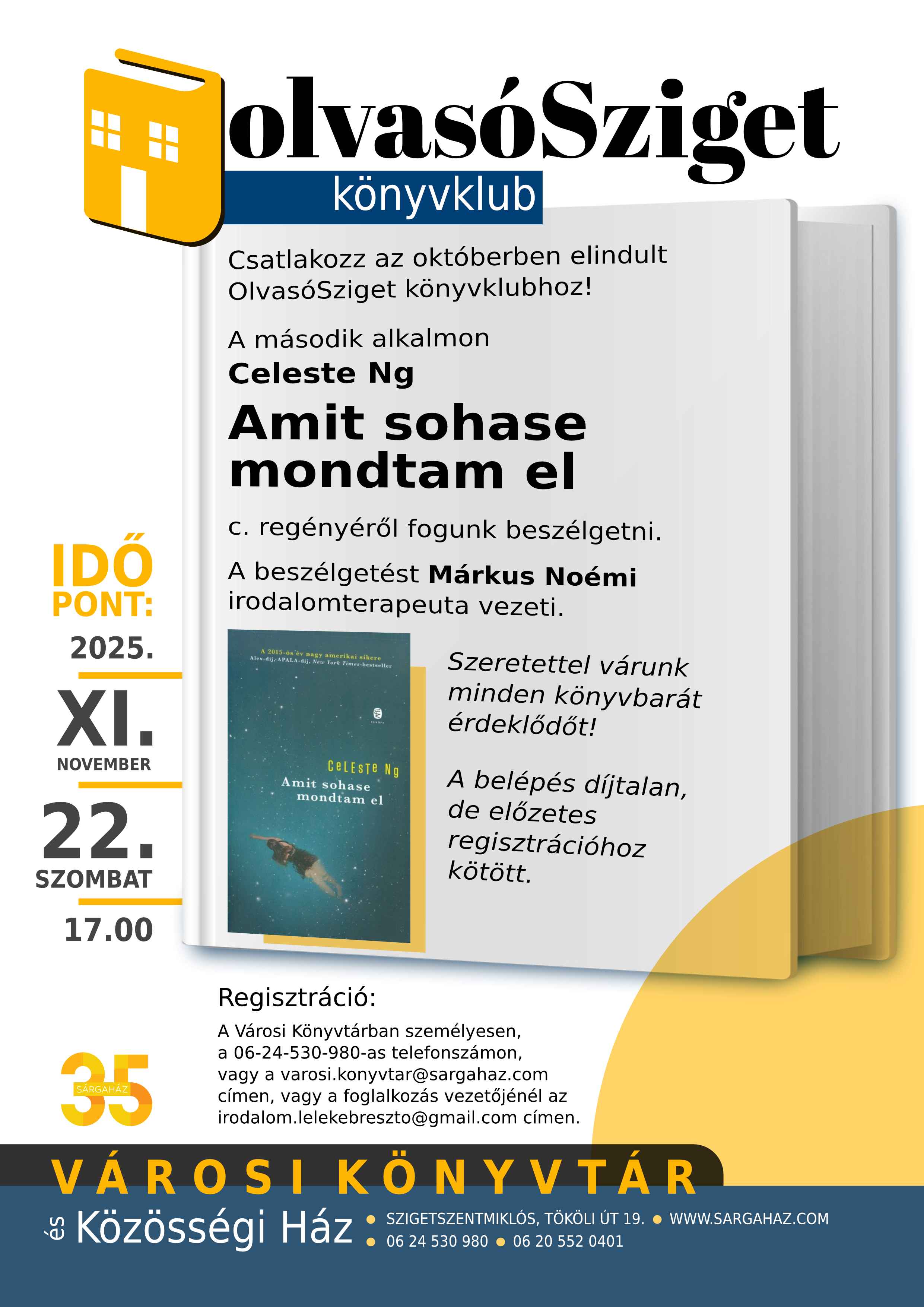 Olvasósziget könyvklub plakát