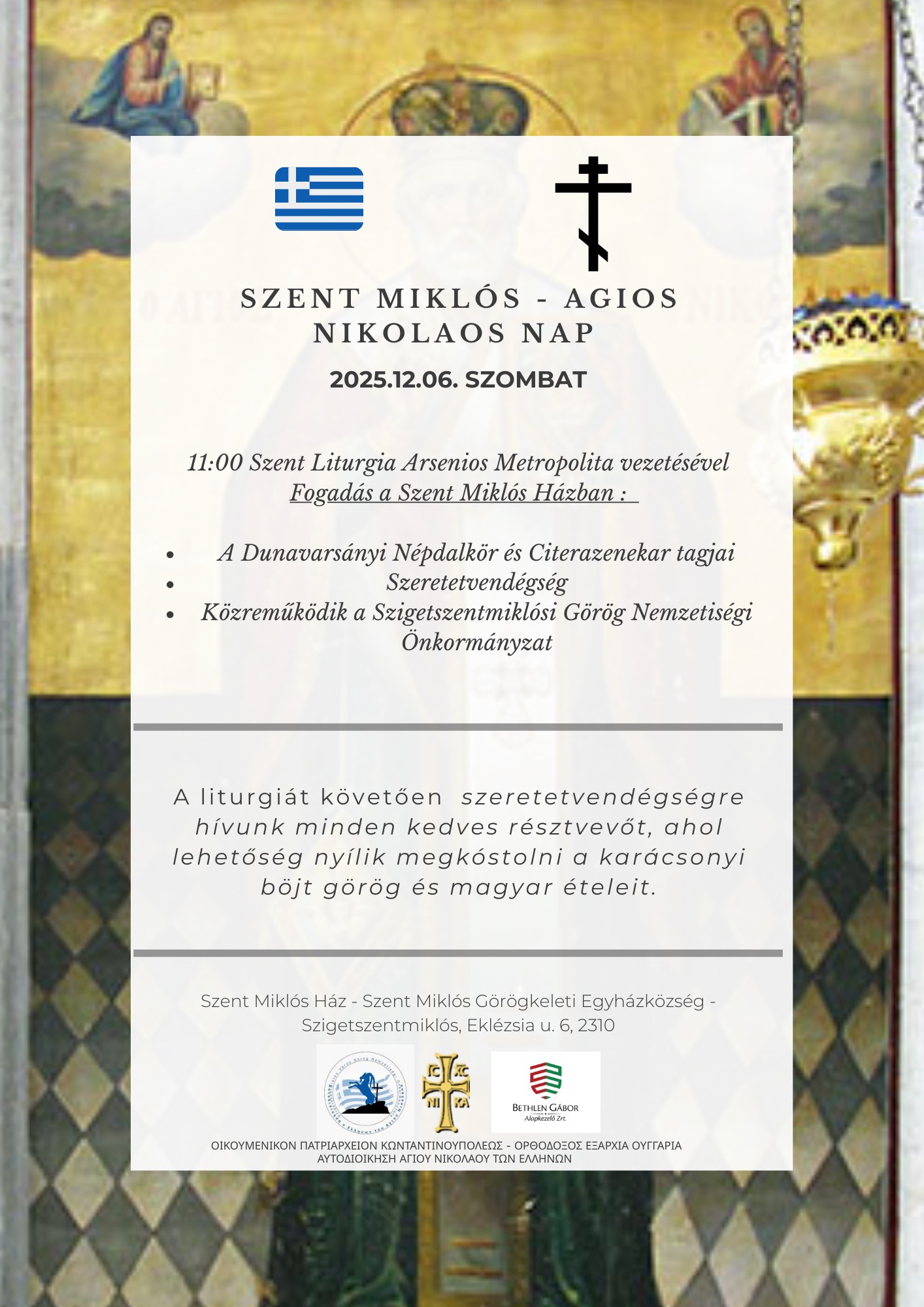 Szent Miklós - Agios Nikolaos nap 2025. december 6.