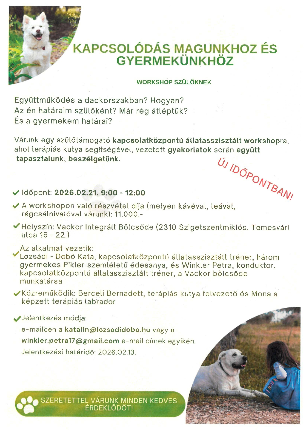 Kapcsolódás magunkhoz és gyermekünkhöz-Workshop szülőknek