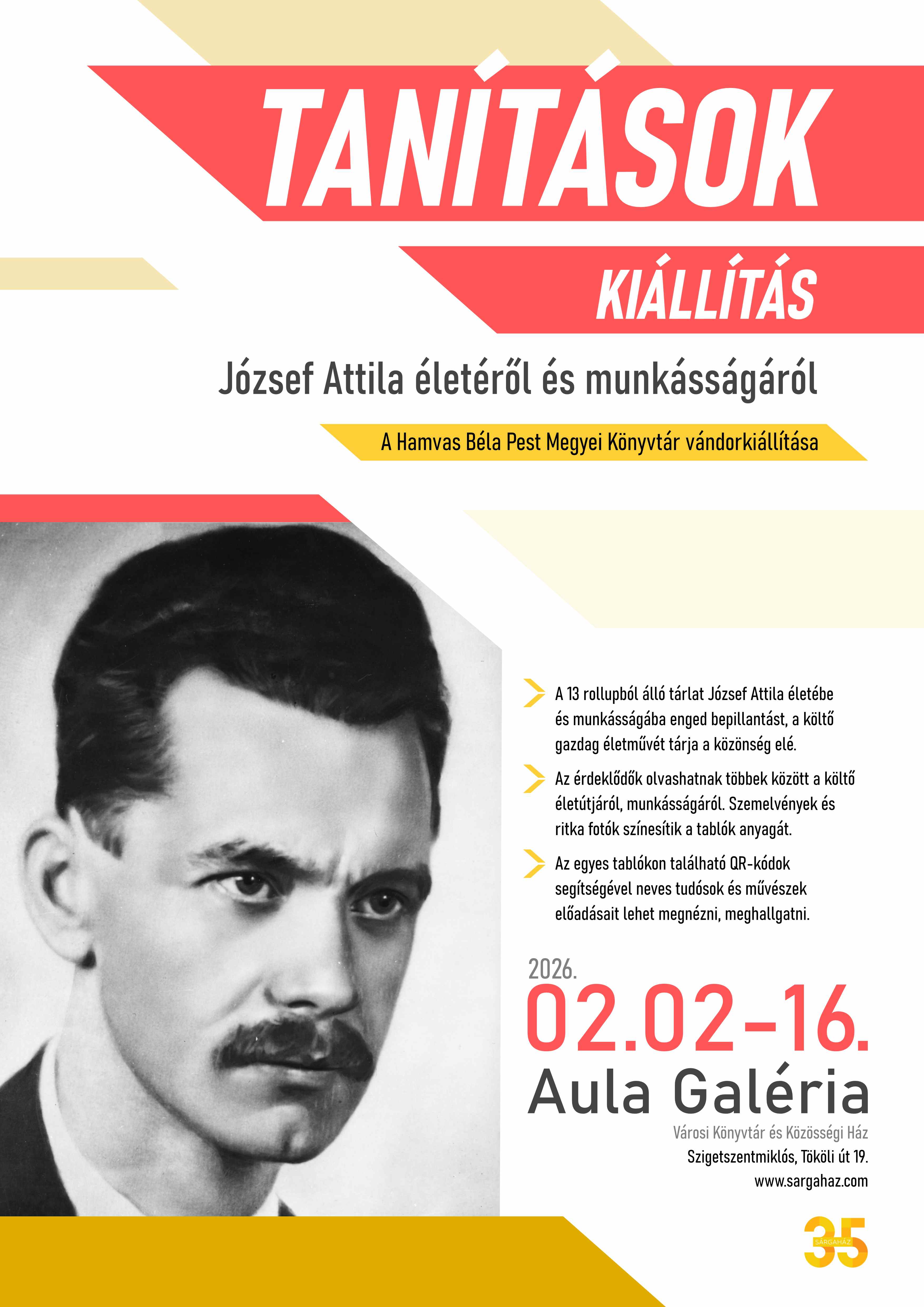Tanítások-József Attila élete és munkássága (kiállítás)