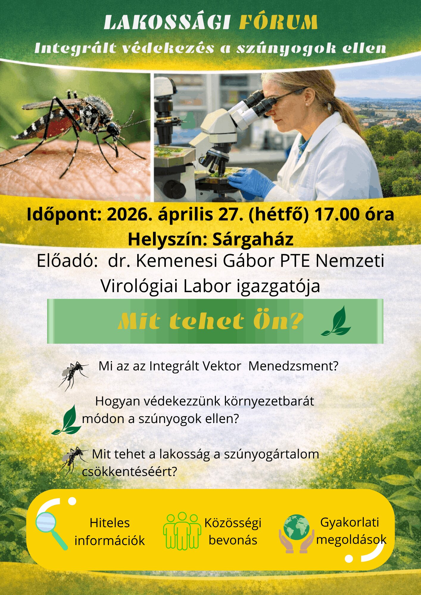 Meghívó lakossági fórumra - Integrált védekezés a szúnyogok ellen