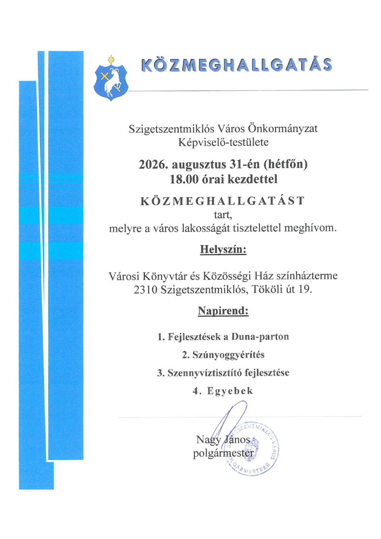 Közmeghallgatás - Meghívó