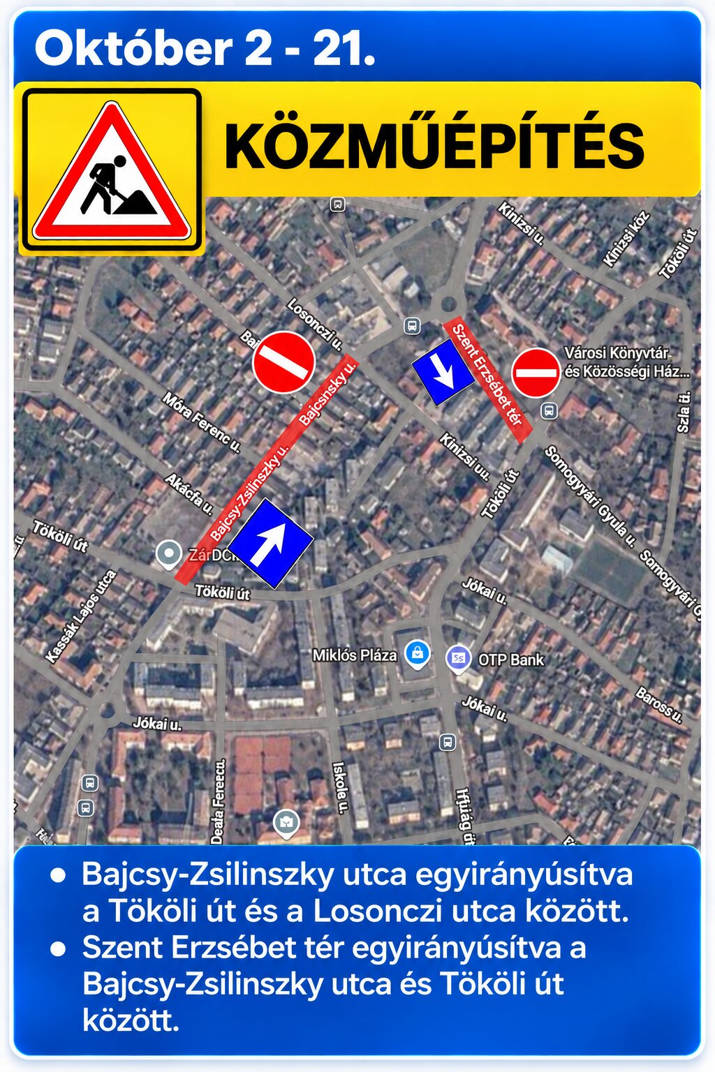 Ideiglenesen változik  a forgalmi rend a Szent Erzsébet téren