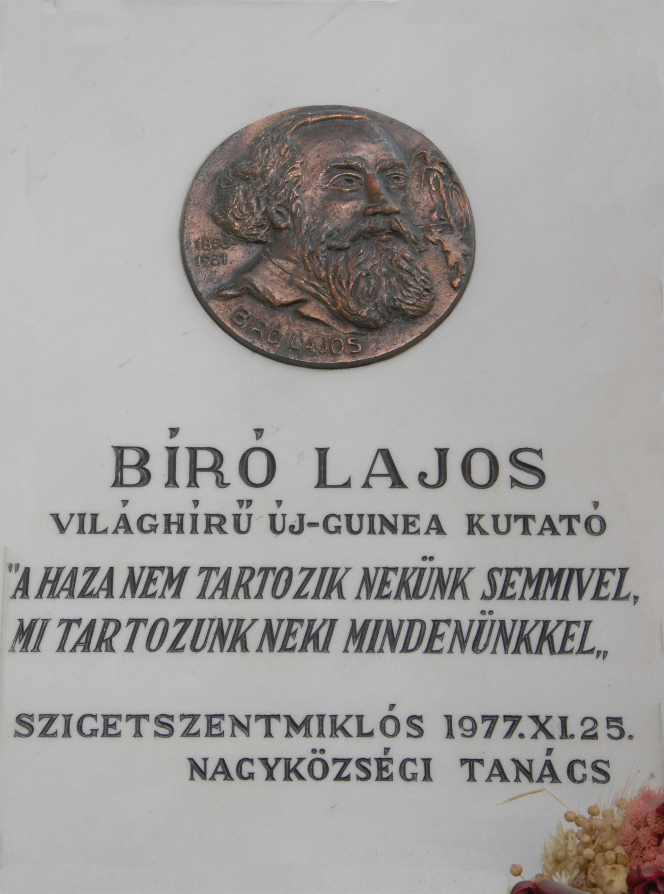 Bíró Lajos emléktábla