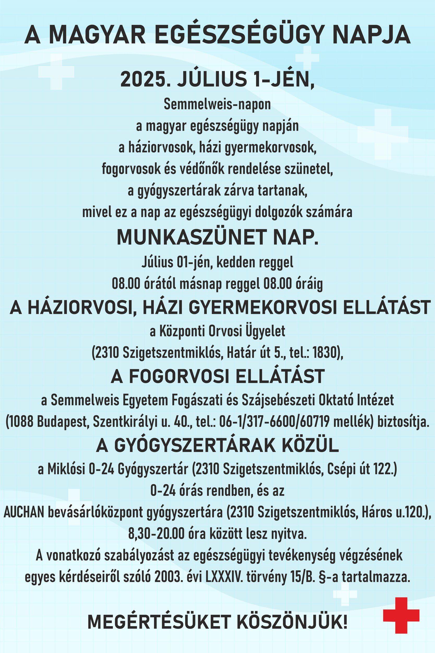 Semmelweis napi tájékoztató