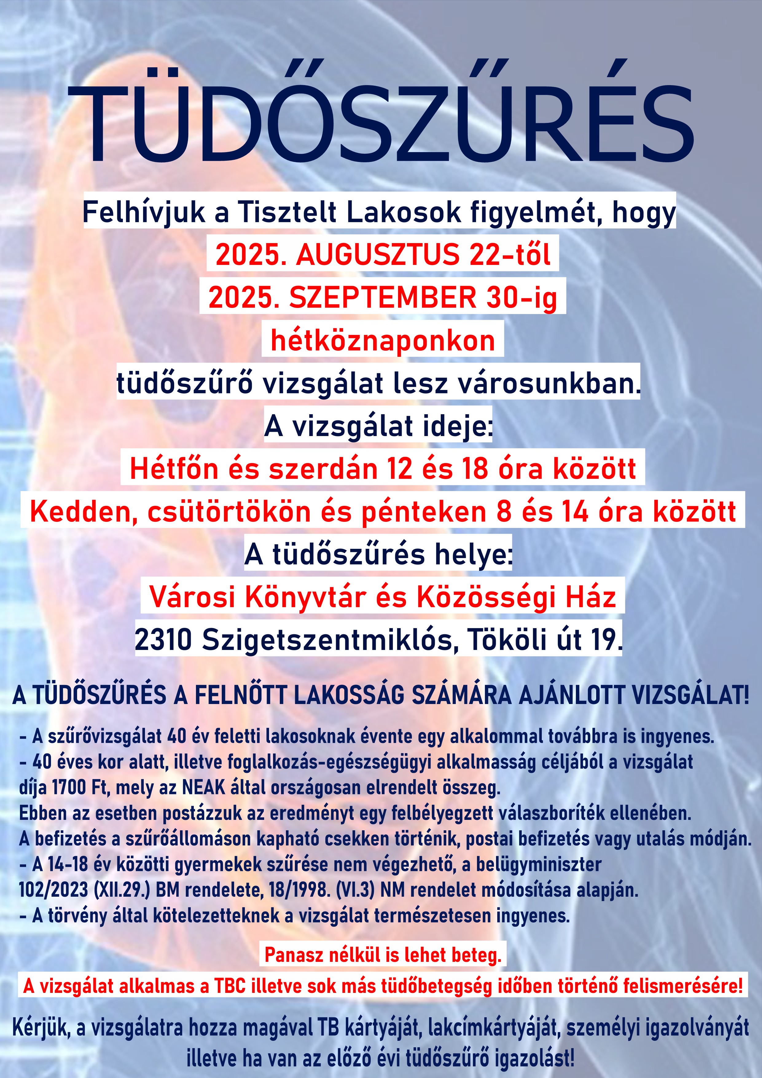 Tüdőszűrés plakát