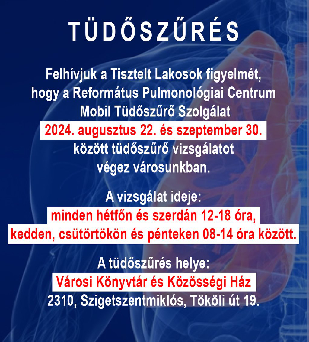 A gép meghibásodása miatt szünetel a tüdőszűrő vizsgálat.