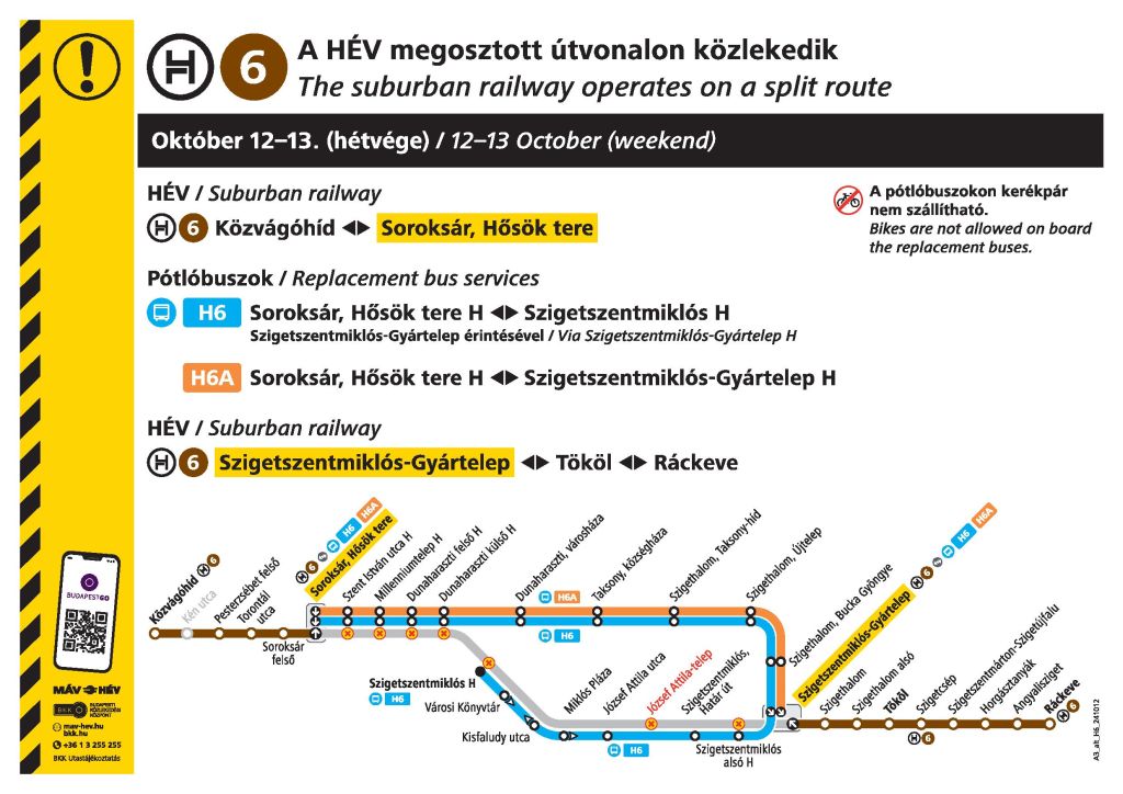 A H6-os HÉV megosztott útvonalon jár hétvégén